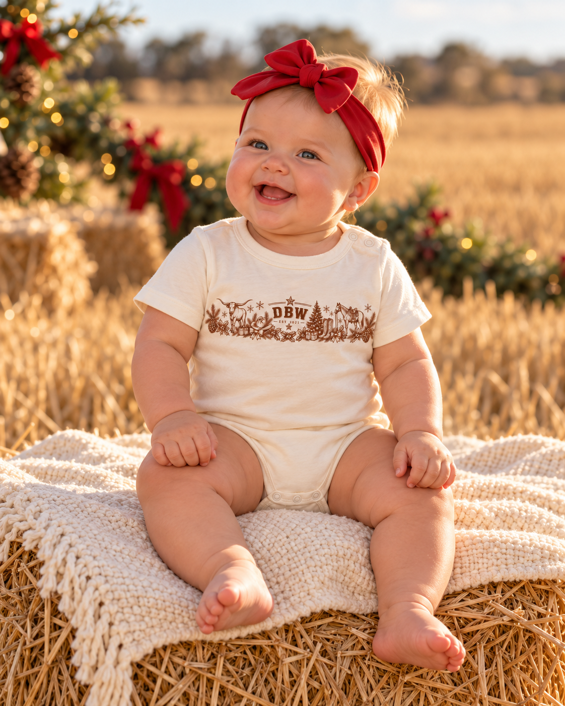 Baby Country Christmas Romper – Brown Print