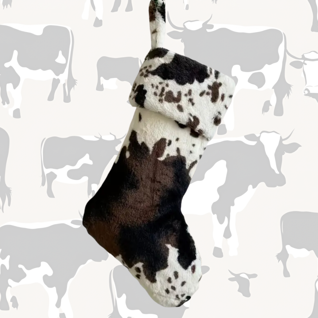 Cowprint Christmas Stocking - Cowhide Top