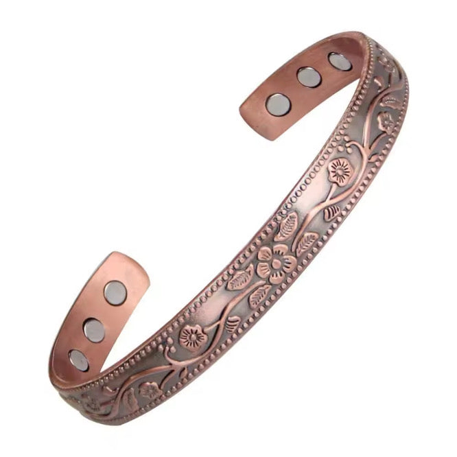 Western Floral Copper Magnetic Cuff Band