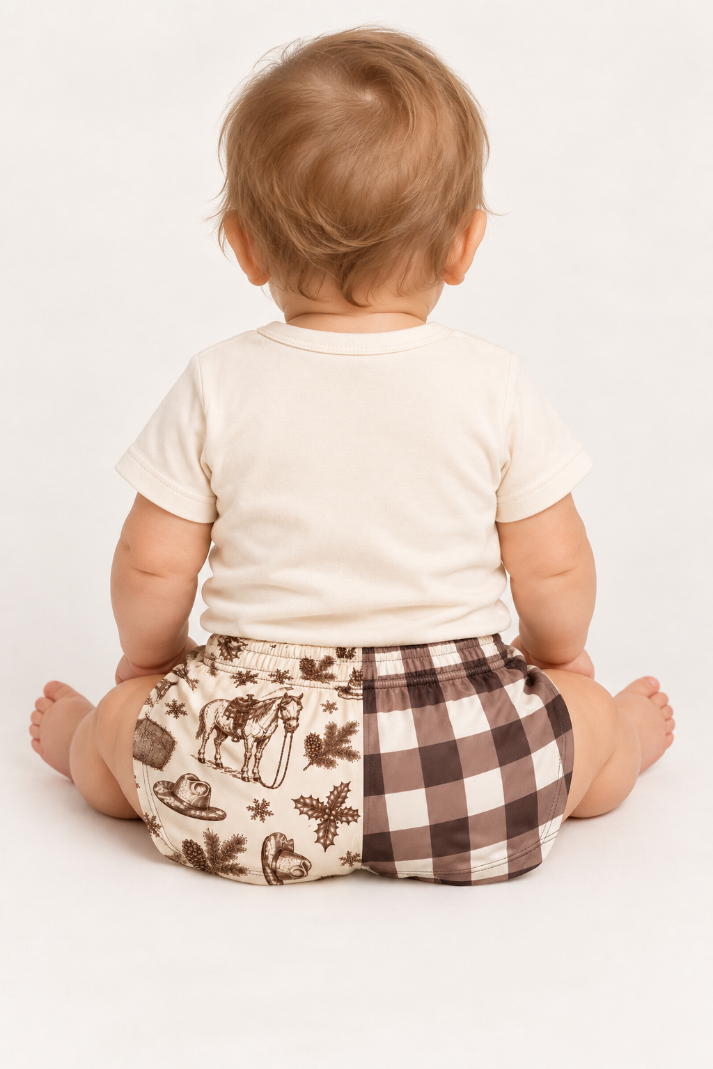 Baby Country Christmas Footy Shorts – Brown
