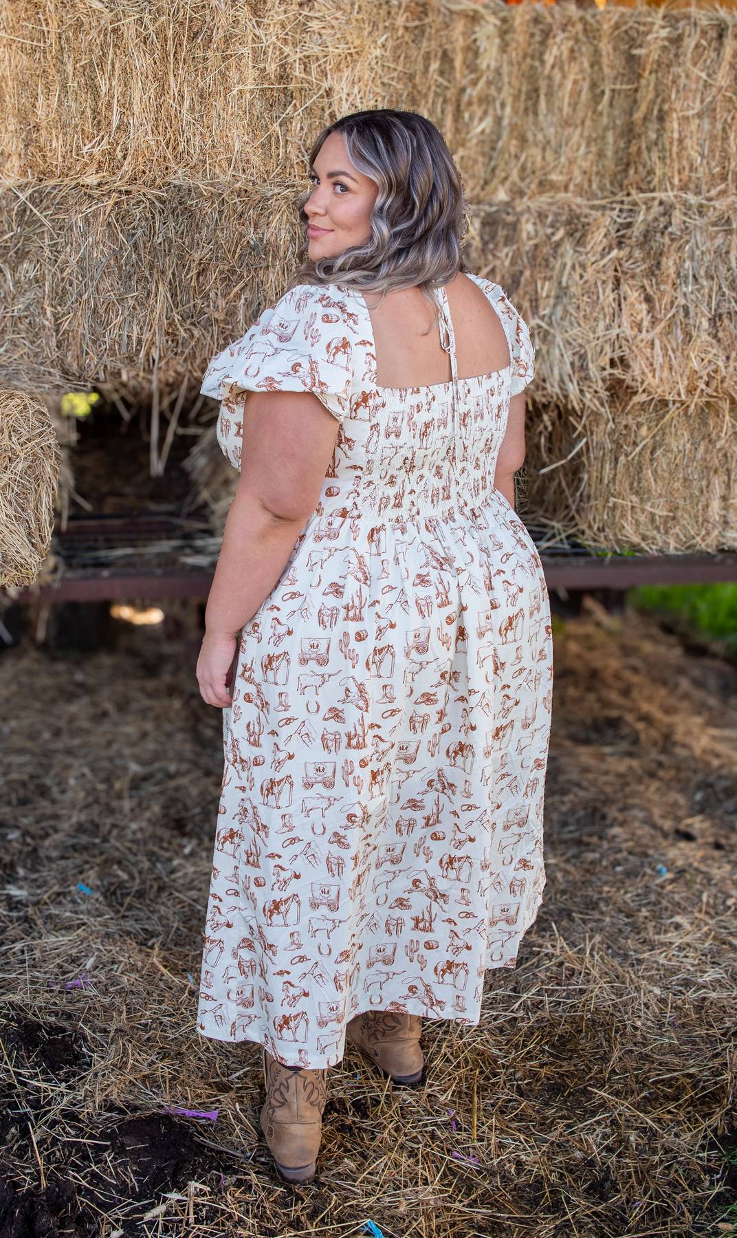 Western Cowgirl Prairie Dress – Country Style Midi