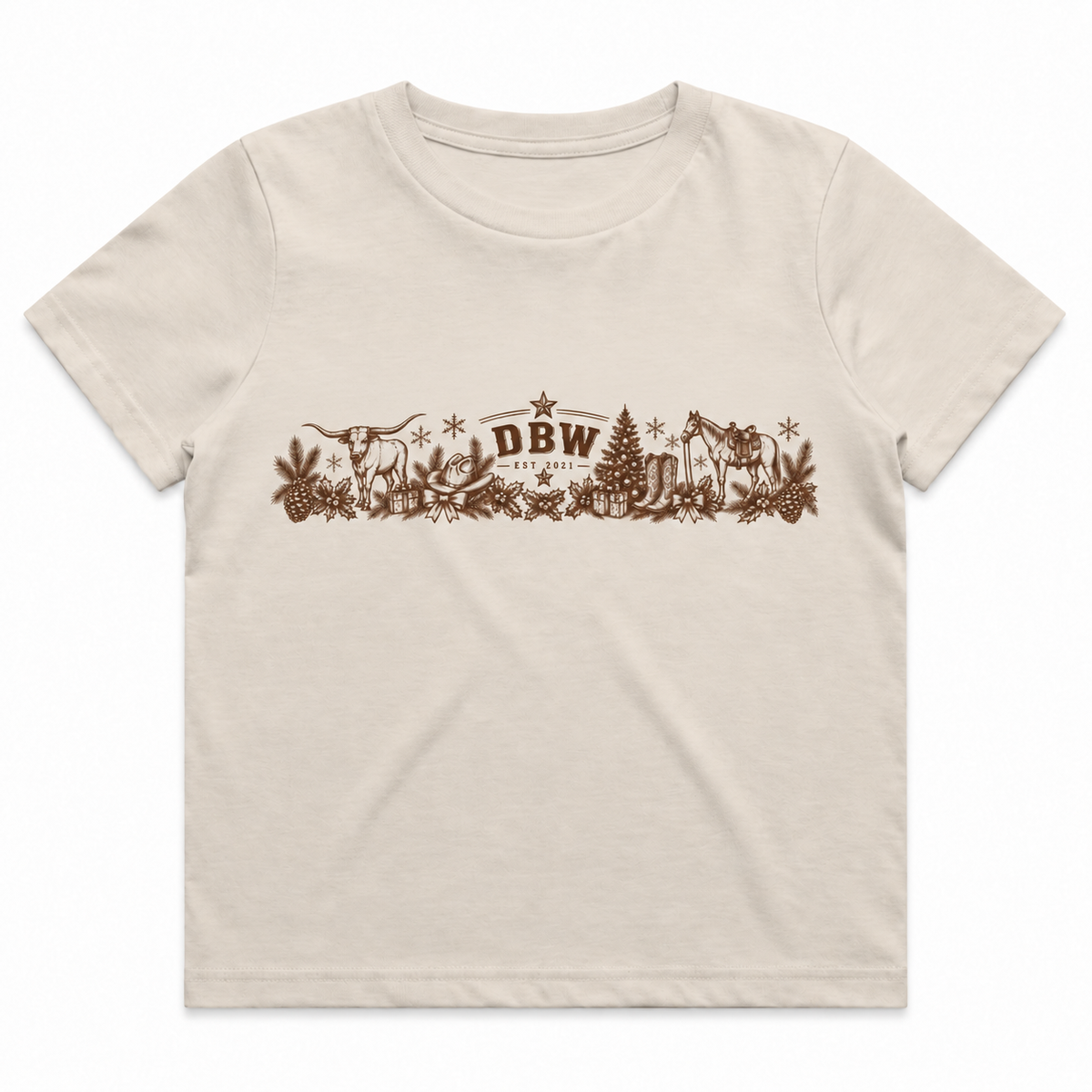 Kids Country Christmas Tee – Brown Print