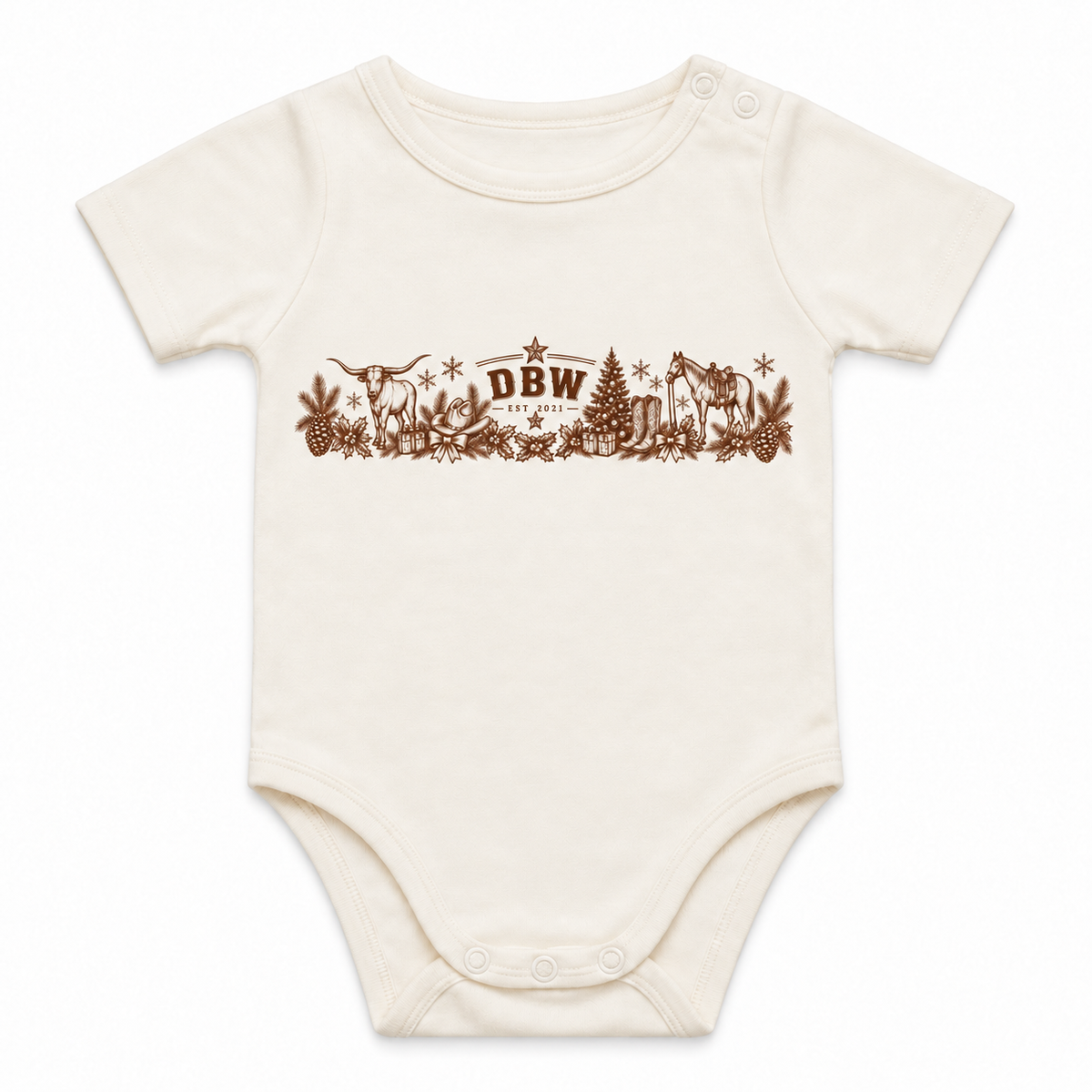Baby Country Christmas Romper – Brown Print