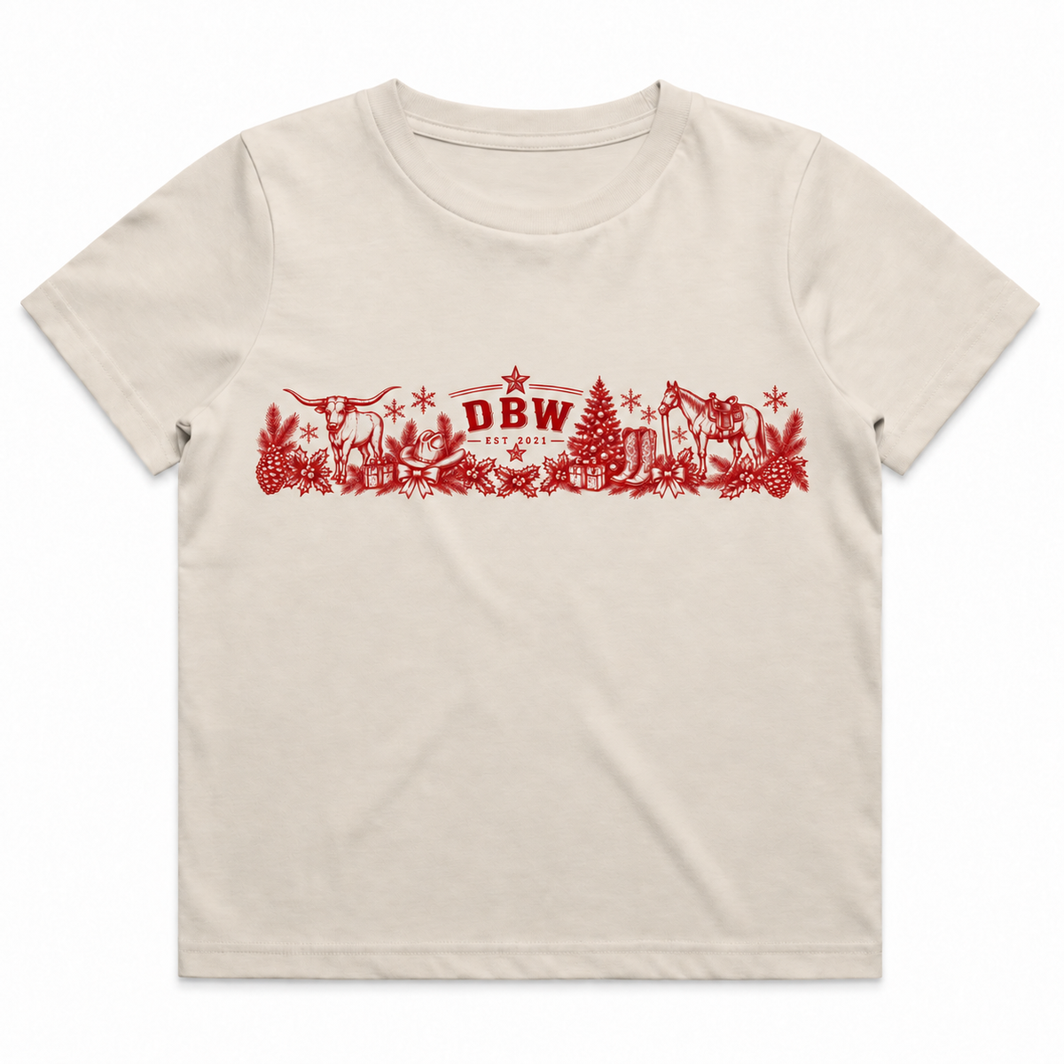 Kids Country Christmas Tee – Red Print