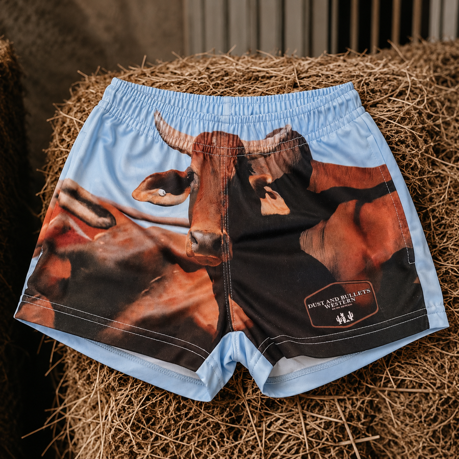 Scrub Bull Western Footy Shorts – Unisex Print