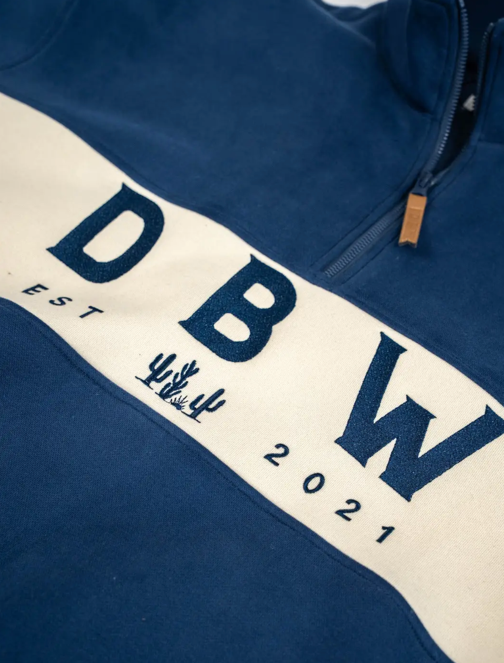 DBW Staple Half Zip Jumper - Navy + Cream