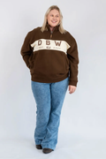 DBW Staple Half Zip Jumper - Brown + Cream