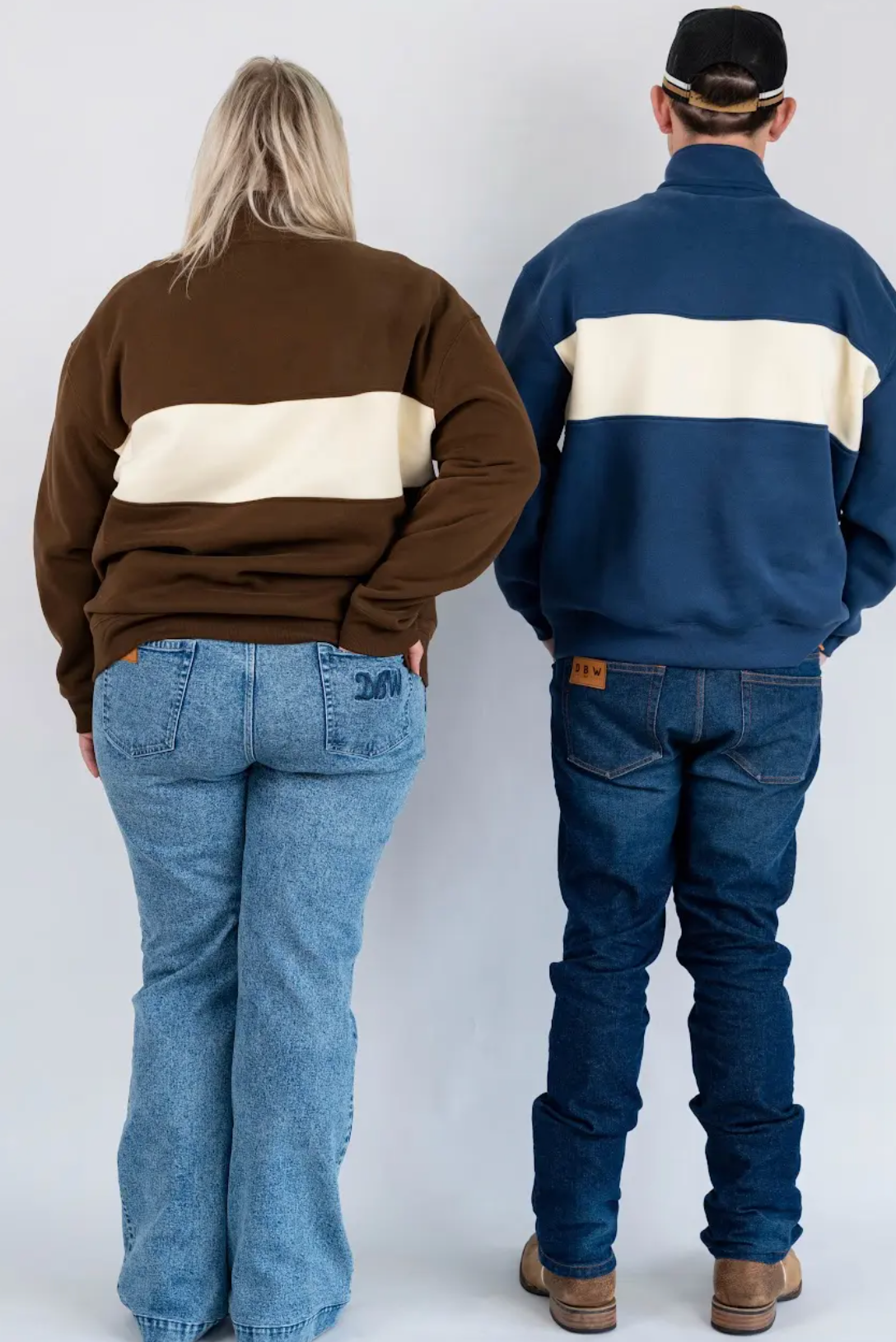 DBW Staple Half Zip Jumper - Brown + Cream