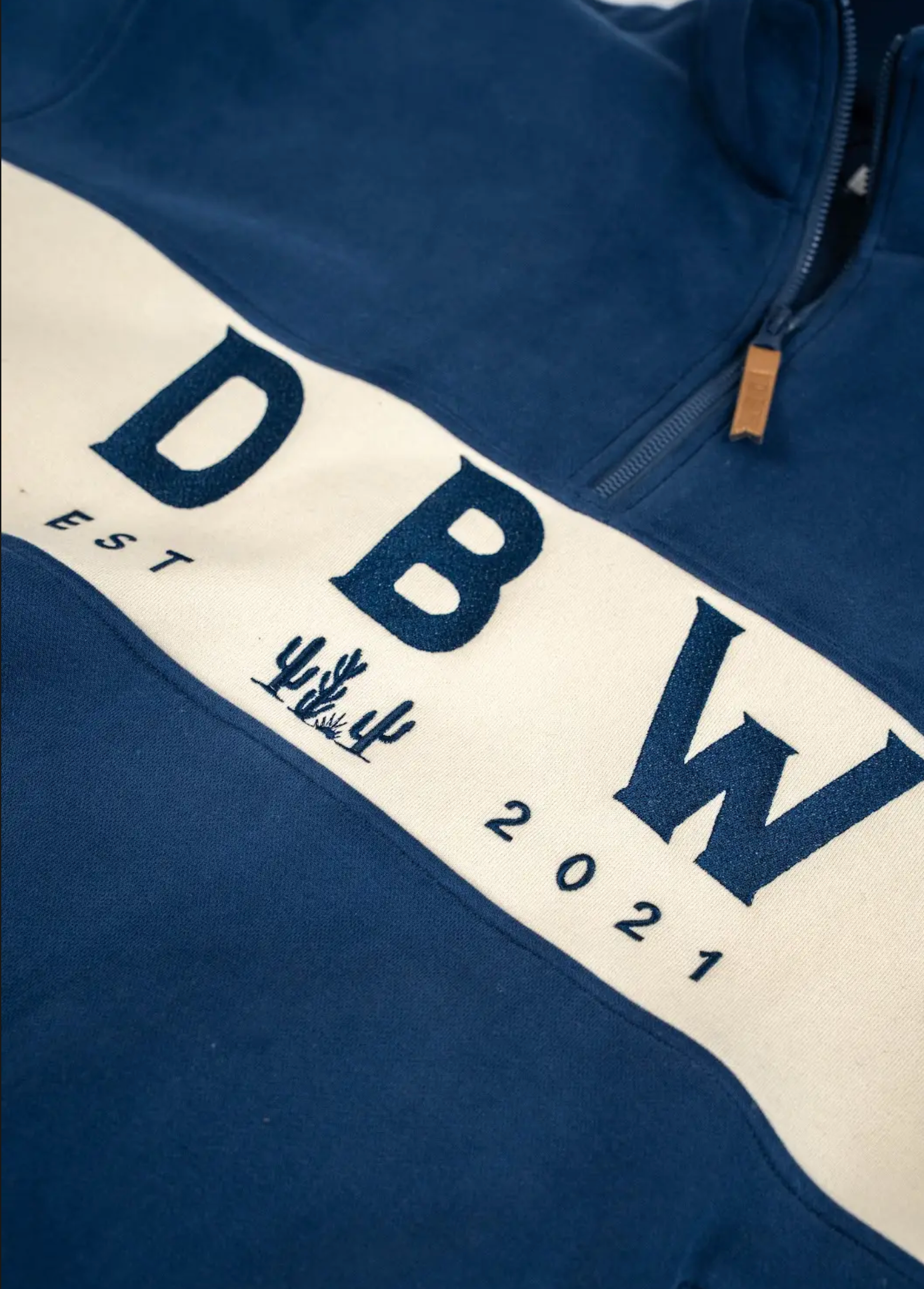 KIDS - Staple Half Zip Jumper - Navy + Cream