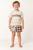 Kids Country Christmas Footy Shorts – Brown