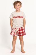 Kids Country Christmas Matching Set – Red (Tee + Footy Shorts)