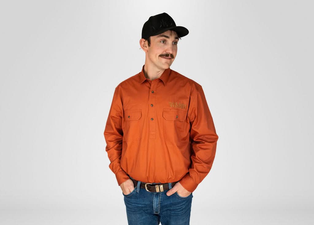 Men's Outback Western Work Shirt in Brown