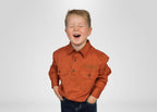 Kids Outback Western Work Shirt in Brown