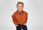Kids Outback Western Work Shirt in Brown