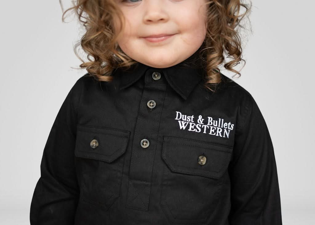 Kids Outback Western Work Shirt in Black