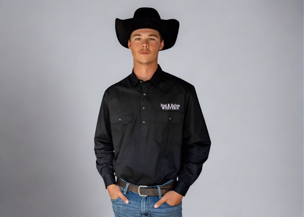 Men's Outback Western Style Work Shirt in Black