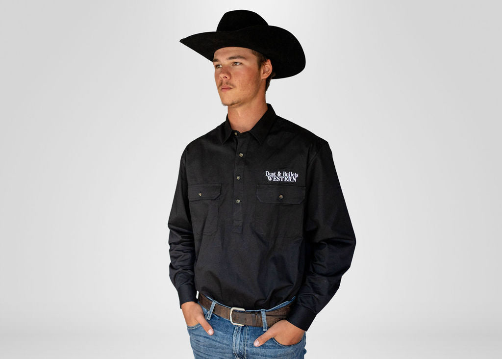 Men's Outback Western Style Work Shirt in Black