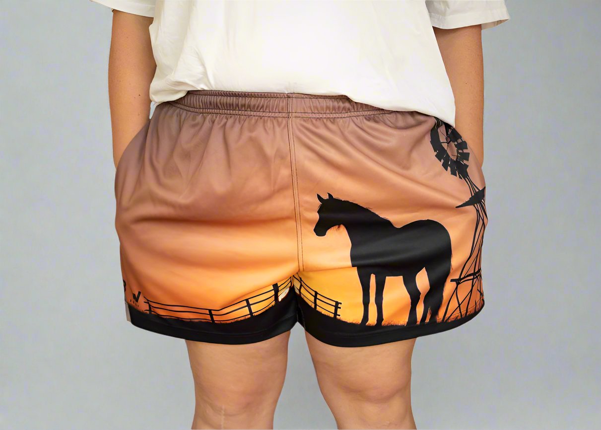 Adults - Outback Sunset Western Footy Shorts