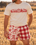 A Country Christmas Footy Shorts – Red, Unisex Christmas Print