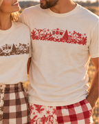 A Country Christmas Matching Set – Red (Tee + Footy Shorts)