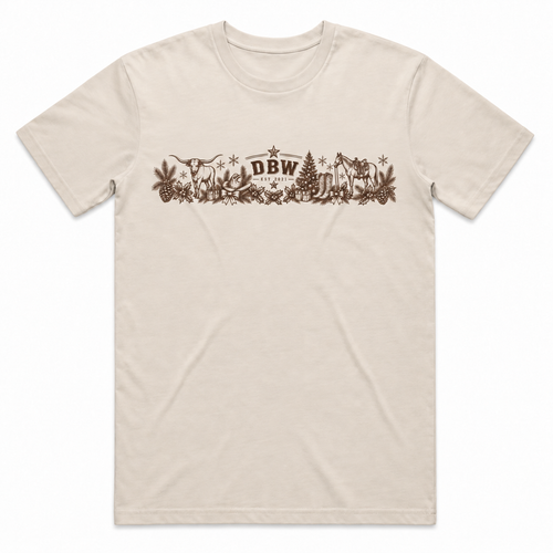 A Country Christmas Tee – Brown Print, Unisex Christmas T-Shirt