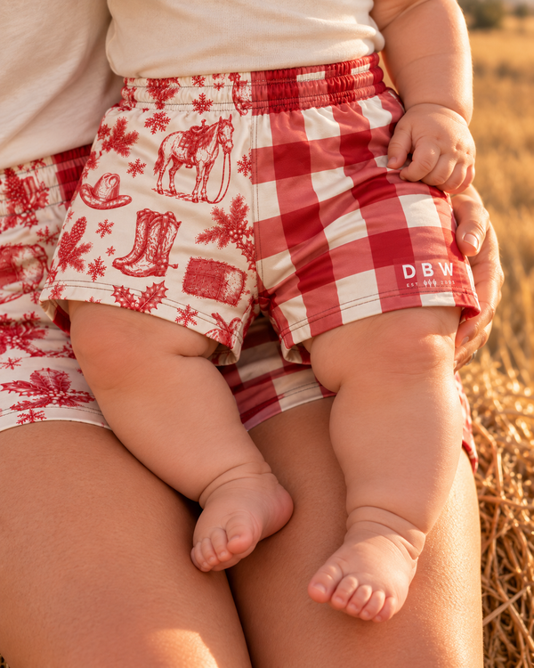Baby Country Christmas Footy Shorts – Red