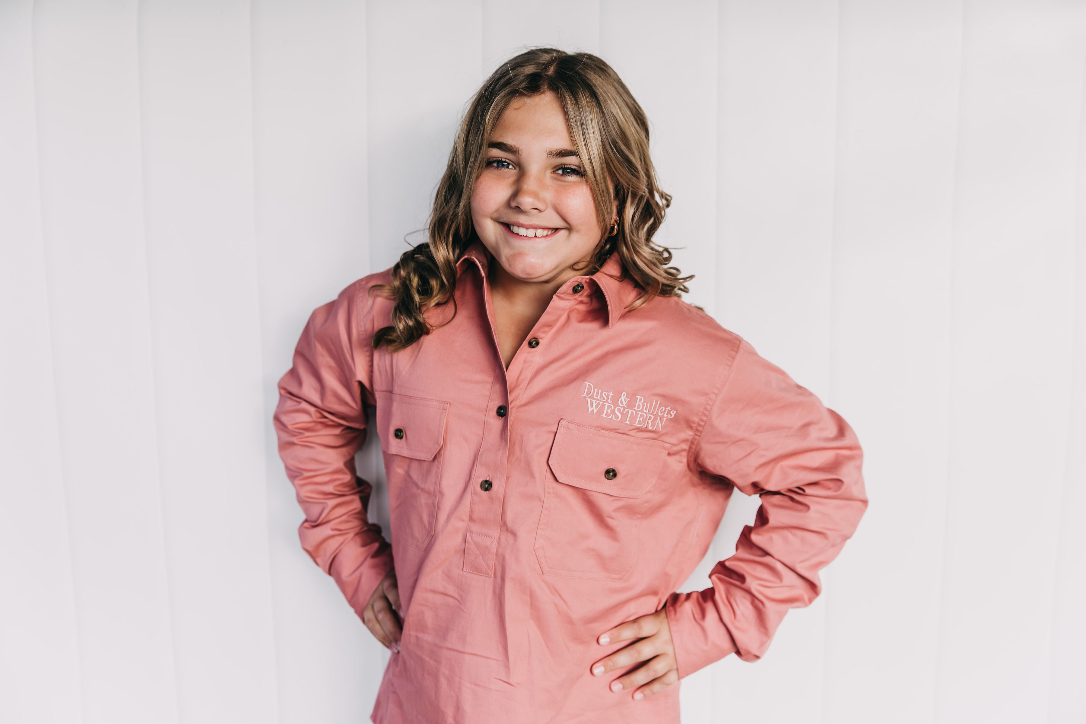 Kids Outback Work Shirt - Dusty Pink