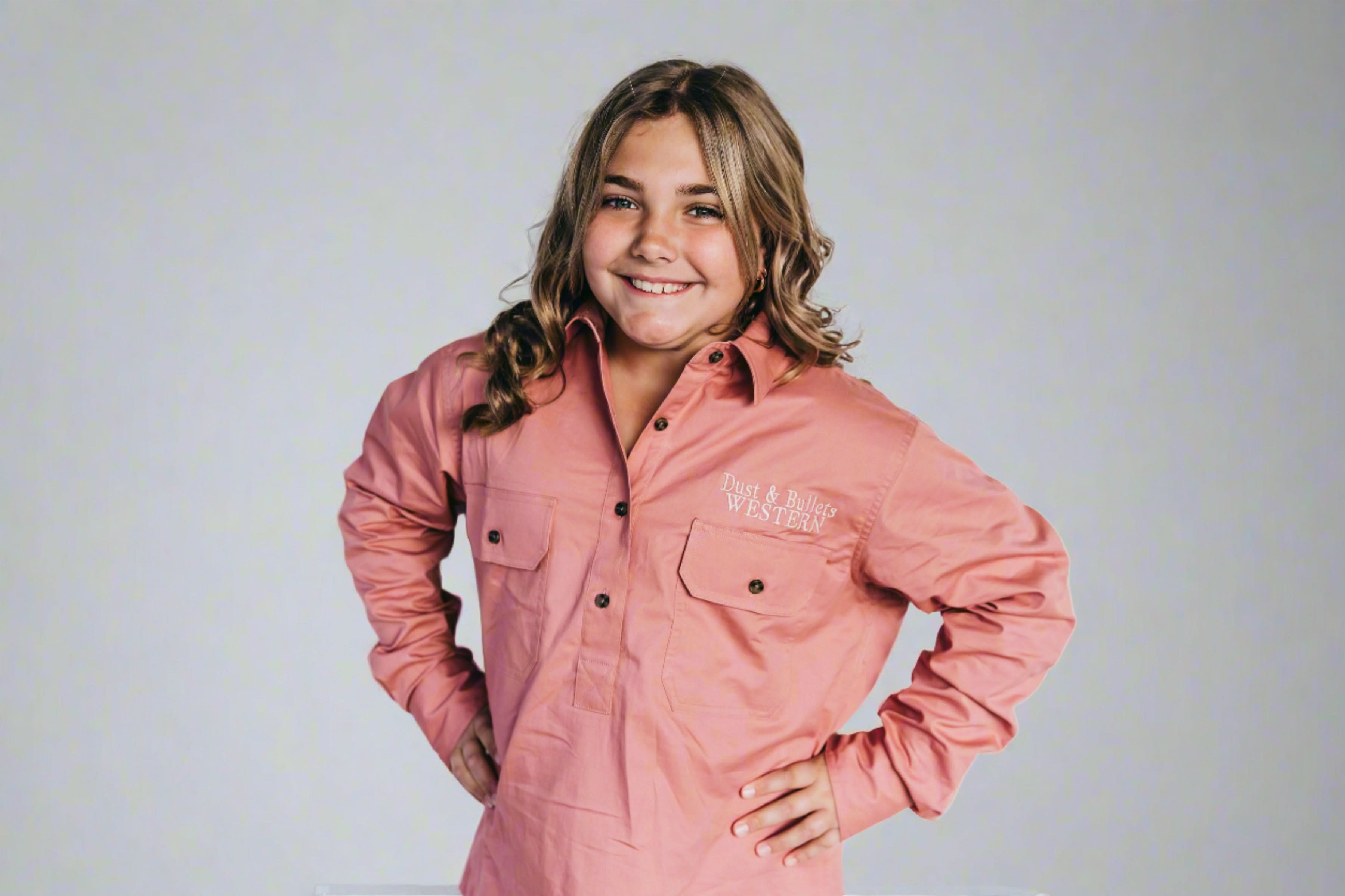 Kids Outback Work Shirt - Dusty Pink