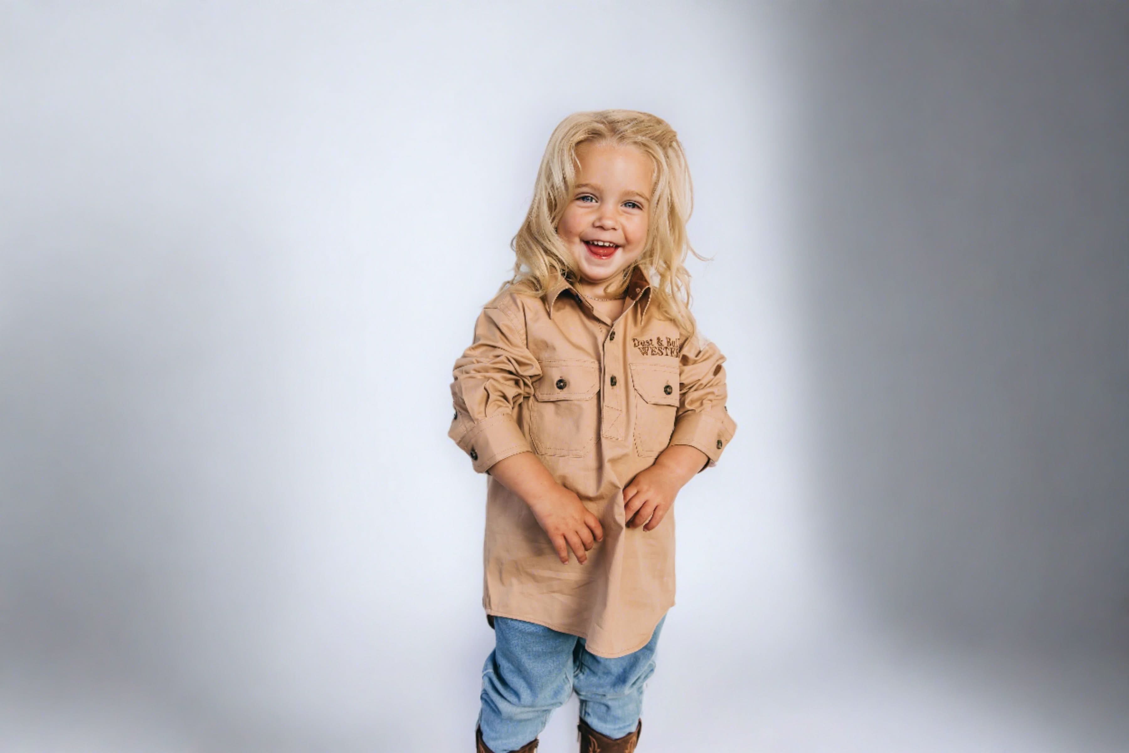 Kids Outback Work Shirt - Bone