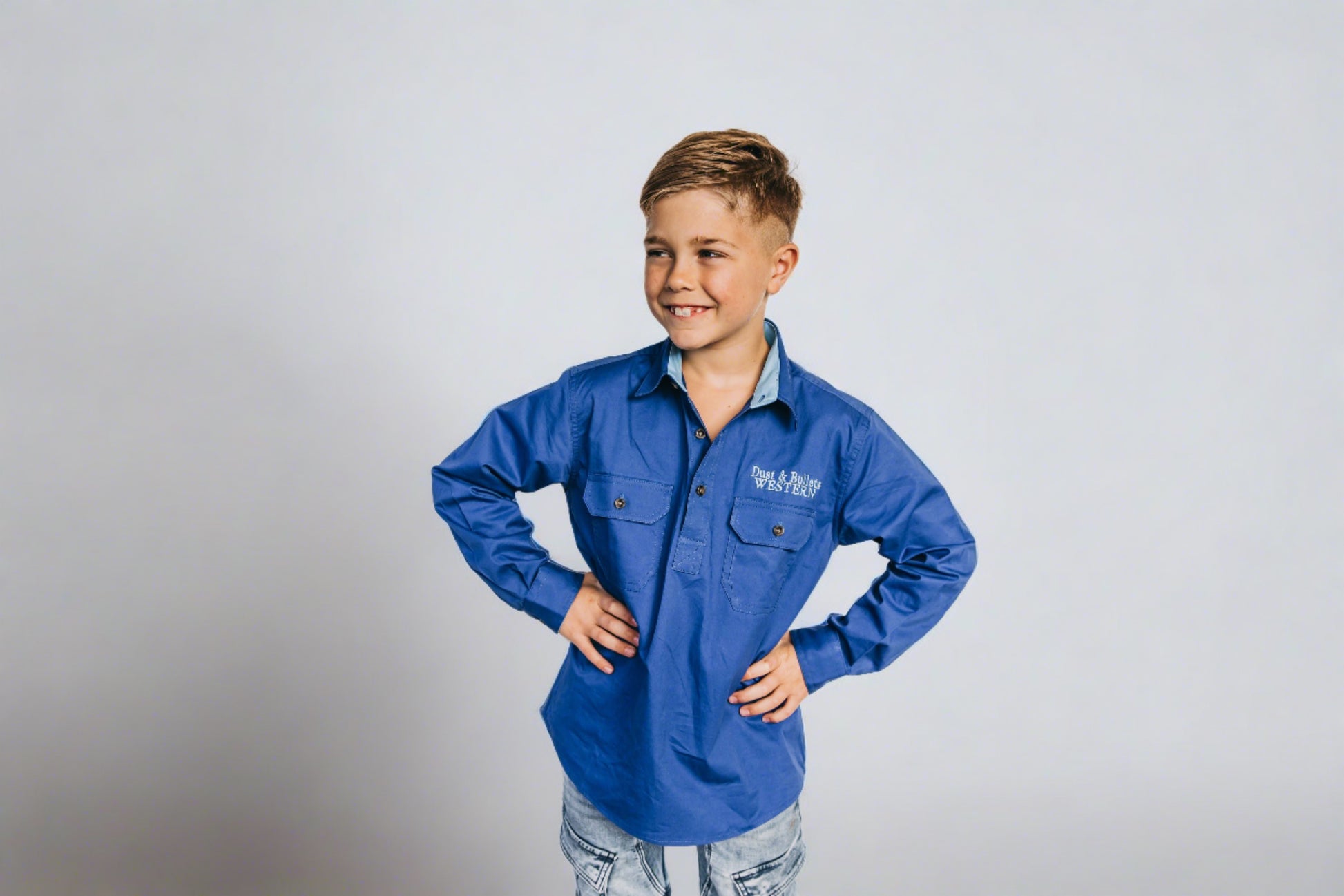 Kids Outback Work Shirt - Blue