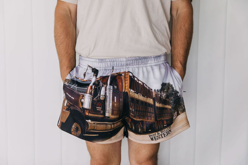 Dusty Trucker Western Footy Shorts – Unisex Print