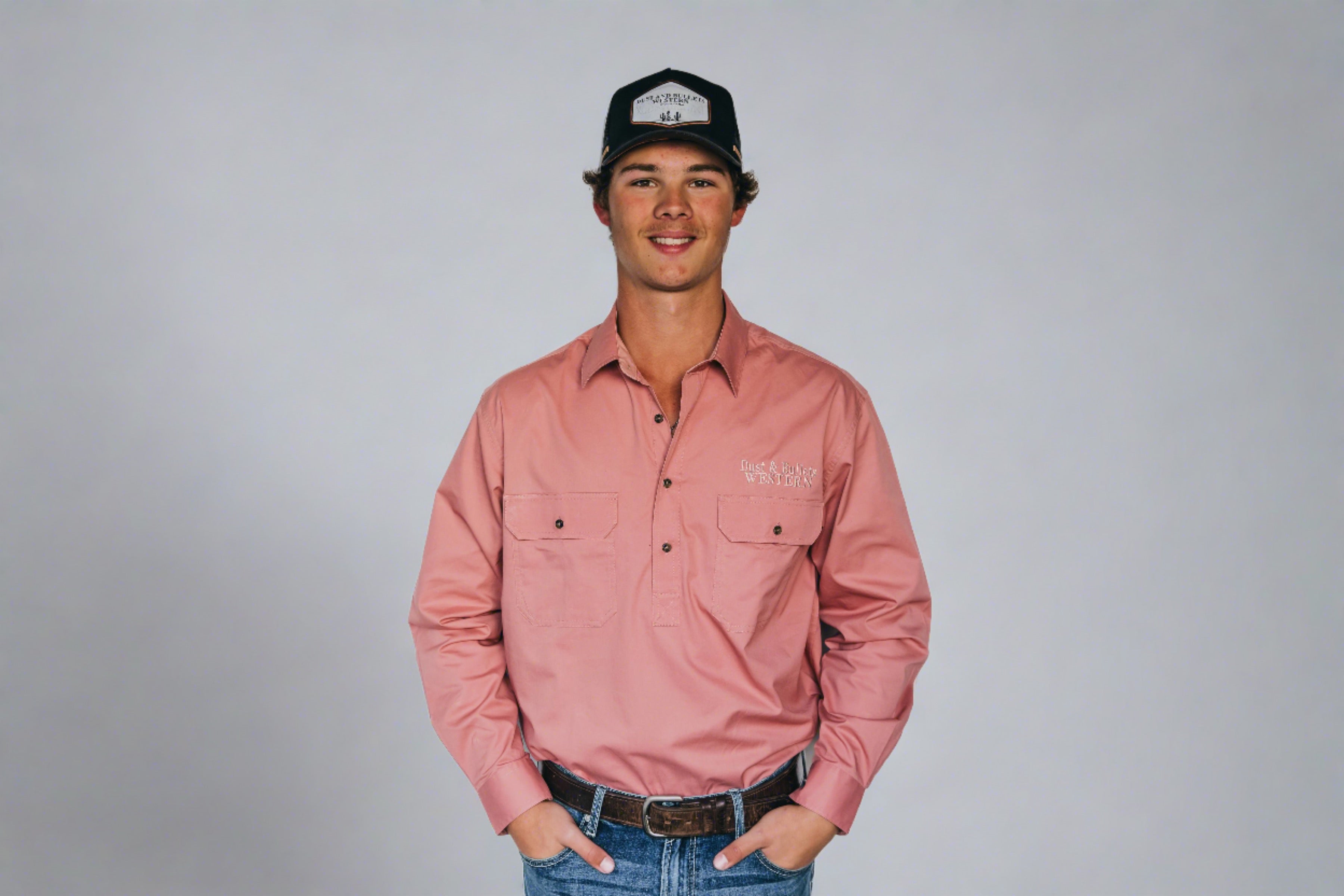 Mens Outback Work Shirt - Dusty Pink