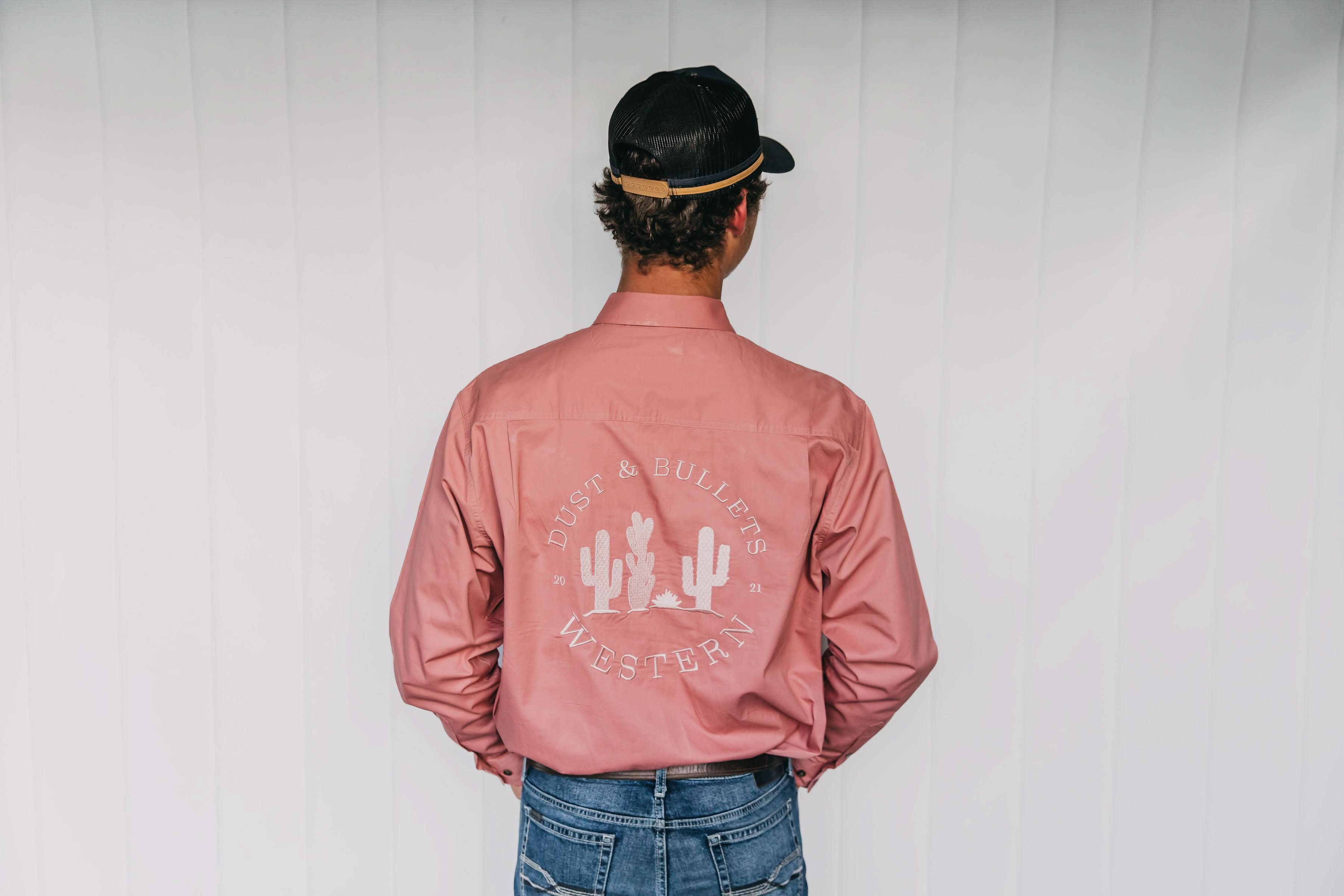 Mens Outback Work Shirt - Dusty Pink