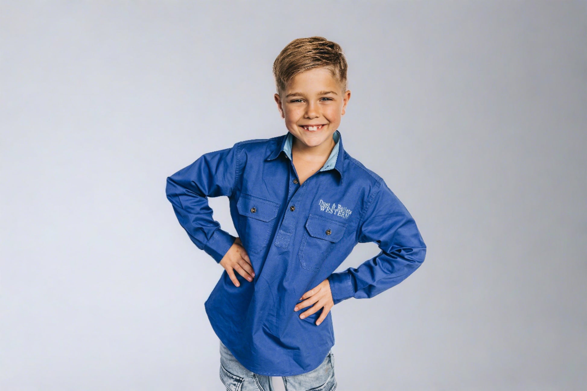 Kids Outback Work Shirt - Blue