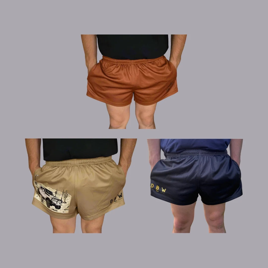 FOOTY SHORT TRIO - BUY 3 FOR THE PRICE OF 2.