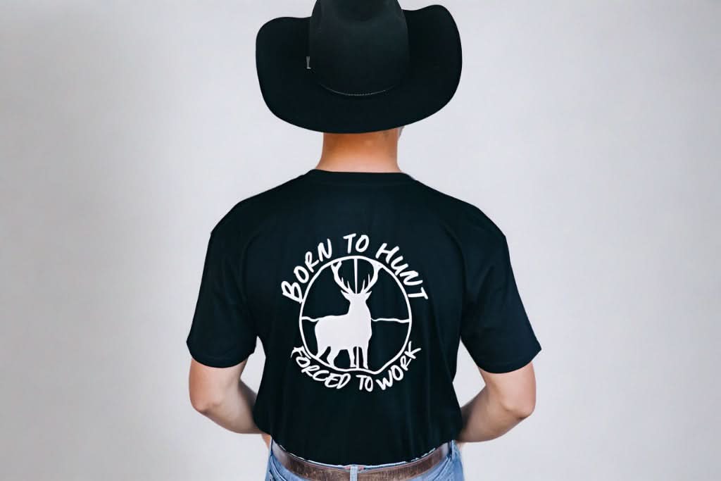 Born To Hunt Forced To Work in Black - Western Wear Shirts