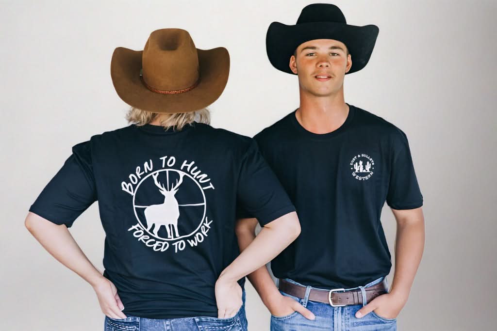 Born To Hunt Forced To Work in Black - Western Wear Shirts