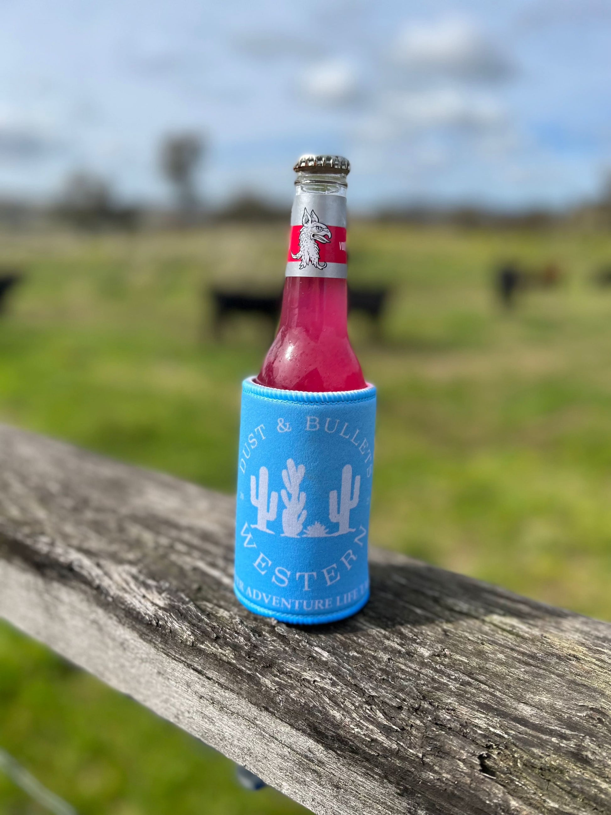 Western Style Stubby Cooler in Light Blue